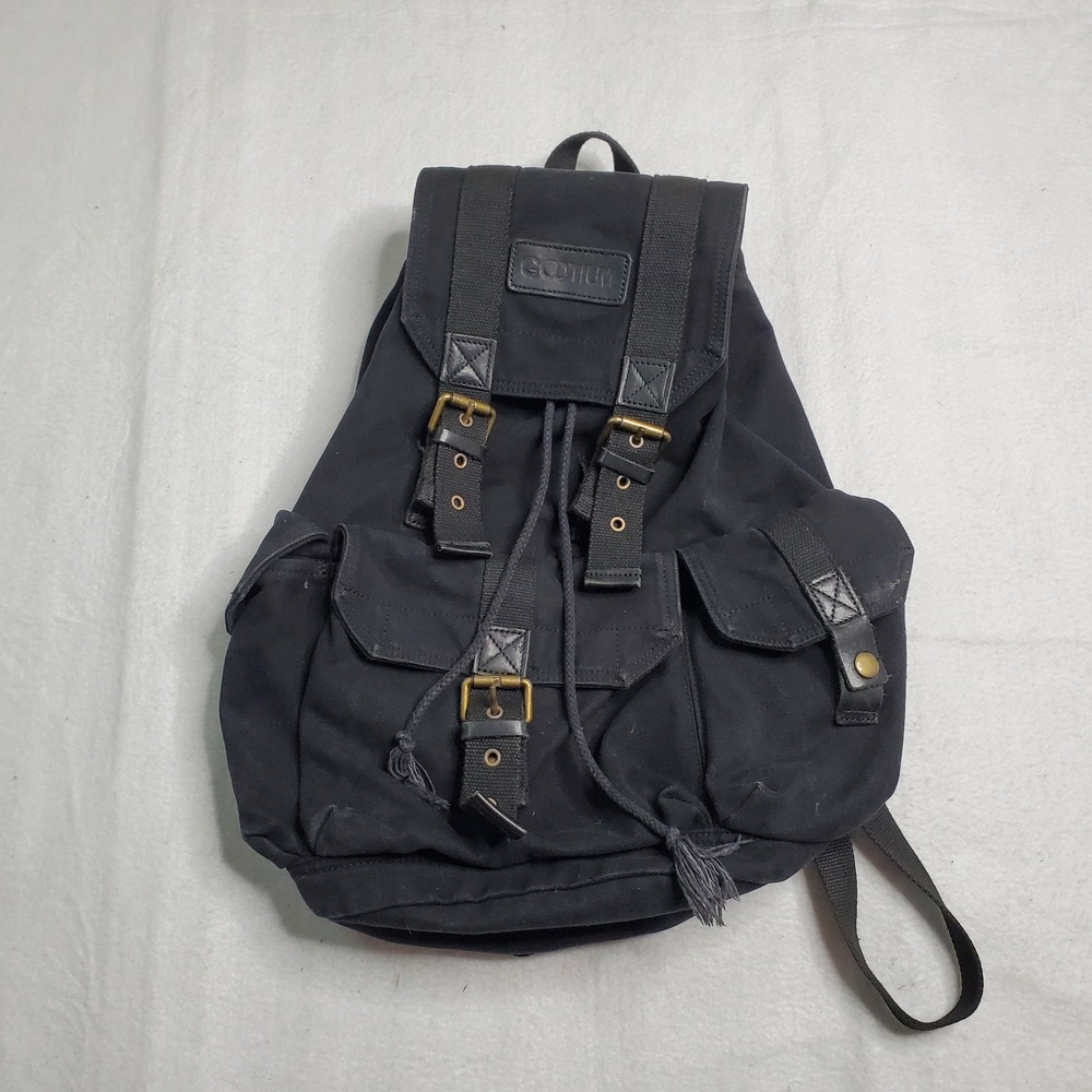 Gootium Unisex Specially High Black Canvas Vintage Rucksack Drawstring Buckle